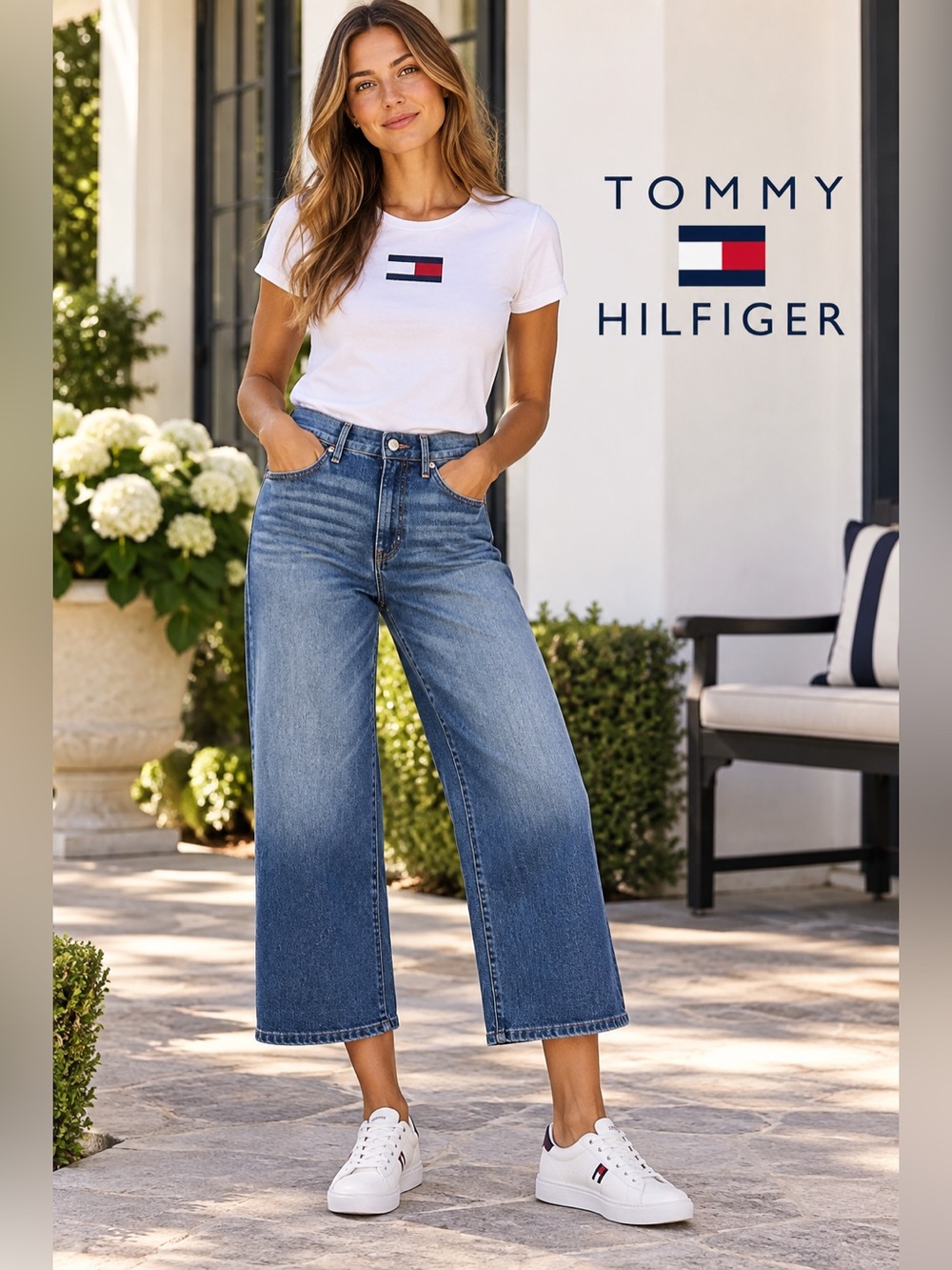 Tommy Hilfiger high rise wide leg crop size 6/w28 - NEW